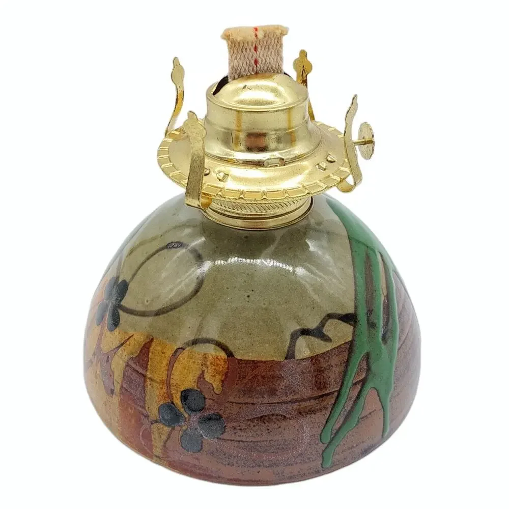 McLaughlin Signed Studio Pottery Kerosene Oil Lamp Base Vintage Stoneware Clay